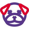 Pug dog in neutral stage with eyes crossed icon