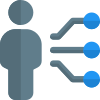 Human integration with multiple nodes isolated on a white background icon