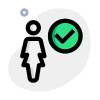 Verified businesswoman list with a checkmark option layout icon