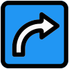 Turn right sign for traffic direction layout icon