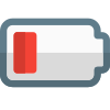 Smartphone low battery power level indication isolated on a white background icon