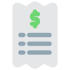 Billing of a restaurant expenses paid in cash icon