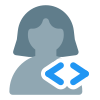 Female user with side arrows direction as a coding logotype icon