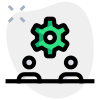 Cog wheel logotype with multiple user chat room setting icon