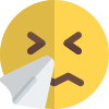 Ill face emoji sneezing with handkerchief, cold symptoms icon