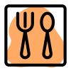 Food court with cutleries like spoon and fork icon