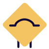 Bump ahead warning signal on road ahead icon