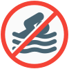 No swimming zone warning at beach sign post icon