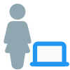 Remote working businesswoman from home on laptop icon