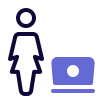 Businesswoman working online on a laptop computer icon