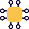 Microchip with mini transistors isolated on a white background icon