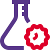 Lab flask in a research of laboratory regarding the coronavirus icon