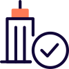 Tall tower building verified security check system icon