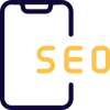 Seo on smartphone isolated on a white background icon