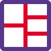 Square block split into several parts icon