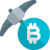 Mining axe for digital cryptocurrency, bitcoin blockchain icon