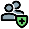 Web messenger with encryption technology shield layout icon