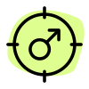 Male staff attention target under crosshair logotype icon