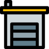 Industrial storage facility warehouse for material boxes icon