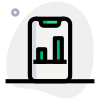 Bar chart shared online on smartphone logotype icon