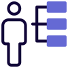 Hierarchy chart of a organization with list of employees icon