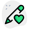 Favorite pencil with heart shape isolated on a white background icon