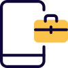 Online job portal on smartphone - office briefcase icon