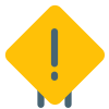 Caution with a exclamation mark on a signboard layout icon