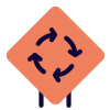 Roundabout of an inner intersection traffic sign board icon