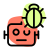 Bug in a robotic programming resolve with a patch isolated on a white background icon