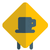 Rest area with coffee cup logotype in a triangular shape icon