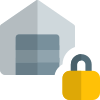 Locked pivate property warehouse with padlock symbol icon