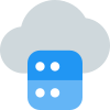 Cloud server for online and offline content storage isolated on white background icon