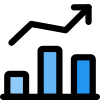 Bar chart with line graph in uptrend icon