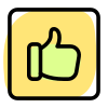 Thumbs up gesture in square, social media button. icon