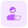 Favorite user profile picture with heart logotype icon