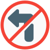 DO not turn left side with Traffic sign board crossed icon