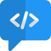 Chat and discussion over software programming language icon