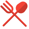 Spoon and fork crossed as a layout in a hotel restaurant icon