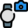 Circular smartwatch with connected phone controls switch icon
