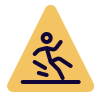 Wet floor warning in a shopping mall icon