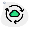 Data syncing of a cloud server isolated on a white background icon