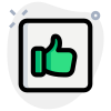 Thumbs up gesture in square, social media button. icon