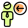 Businessman with a left direction arrow indication icon