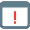 Alert notification with exclamation mark on web browser icon