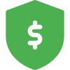 Money sheild with dollar symbol, secured money. icon