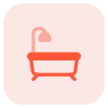 Premium hotel bathtub with overhead shower layout icon