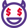 Dollar eyes greedy devil facial expression emoticon icon