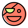 Face expression with an eye patch smiling emoticon icon