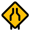 Both side narrow roads connecting to a single Lane Road icon